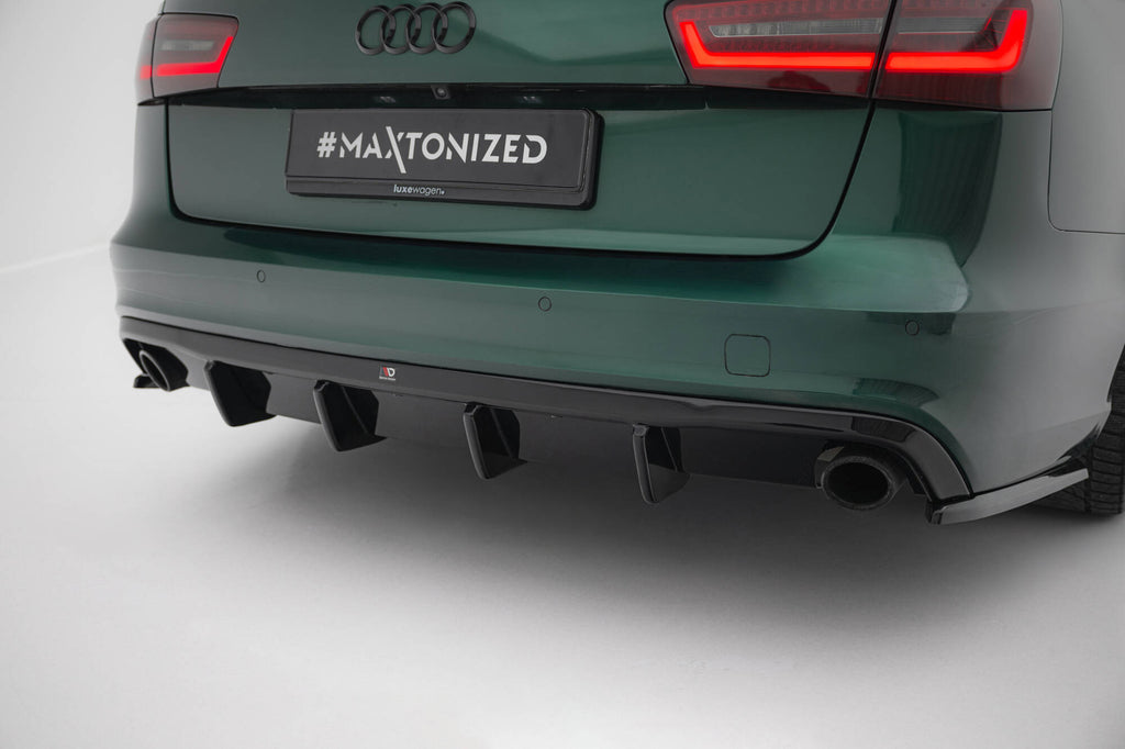 Maxton Design Diffusor Heck Ansatz passend für Audi A6 S-line Avant C7 schwarz Hochglanz