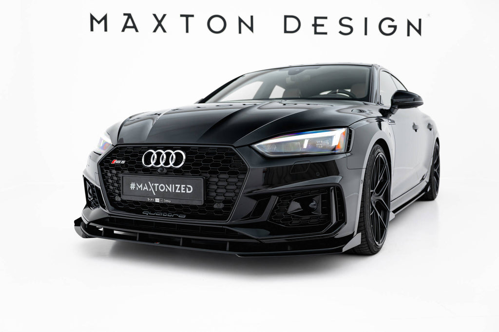 Maxton Design Front Stoßstange Flaps passend für Flaps Audi RS5 Coupe / Sportback F5 schwarz Hochglanz