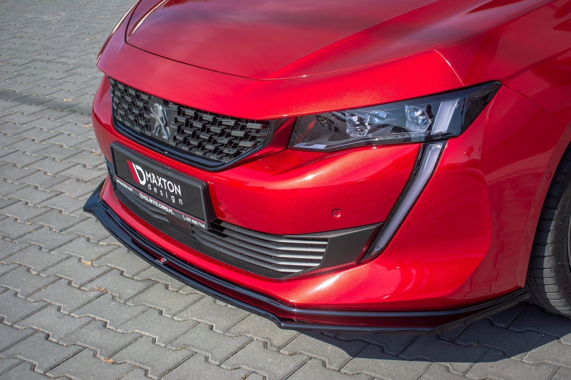Maxton Design Street+ Spoilerlippe Front Ansatz V.2 passend für Peugeot 508 Mk2 schwarz Hochglanz