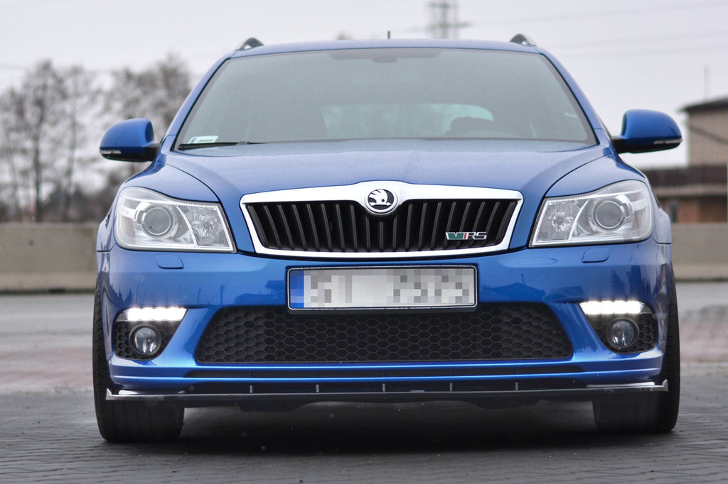 Maxton Design Street+ Spoilerlippe Front Ansatz V.1 passend für Skoda Octavia RS Mk2 FL schwarz Hochglanz