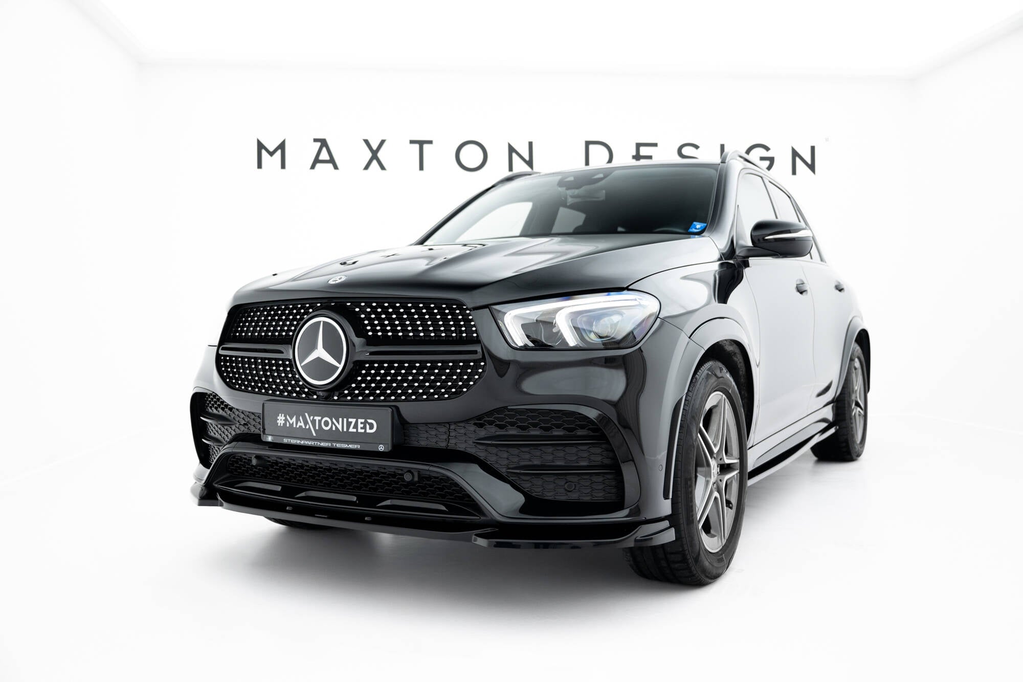 Maxton Design Street+ Spoilerlippe Front Ansatz passend für Mercedes-AMG / AMG-Line GLE SUV W167 schwarz Hochglanz