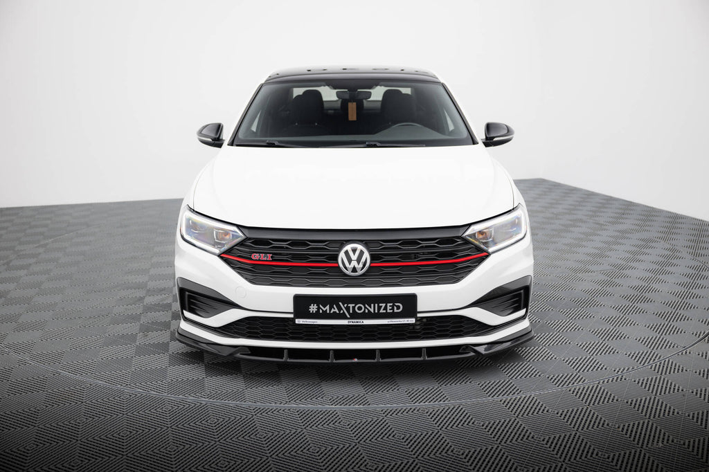 Maxton Design Street+ Spoilerlippe Front Ansatz V.1 passend für VW Jetta GLI Mk7 schwarz Hochglanz