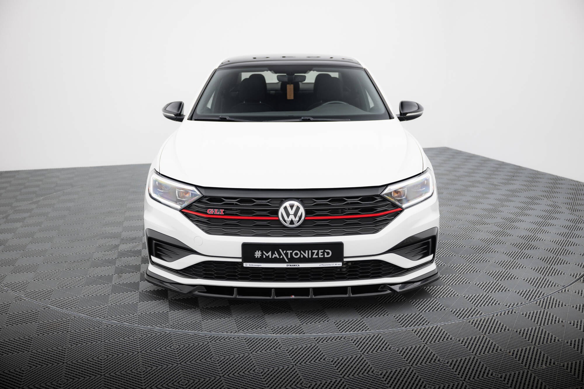 Maxton Design Street+ Spoilerlippe Front Ansatz V.1 passend für VW Jetta GLI Mk7 schwarz Hochglanz