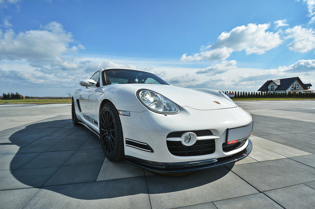 Maxton Design Street+ Spoilerlippe Front Ansatz V.2 passend für PORSCHE CAYMAN S 987C schwarz Hochglanz