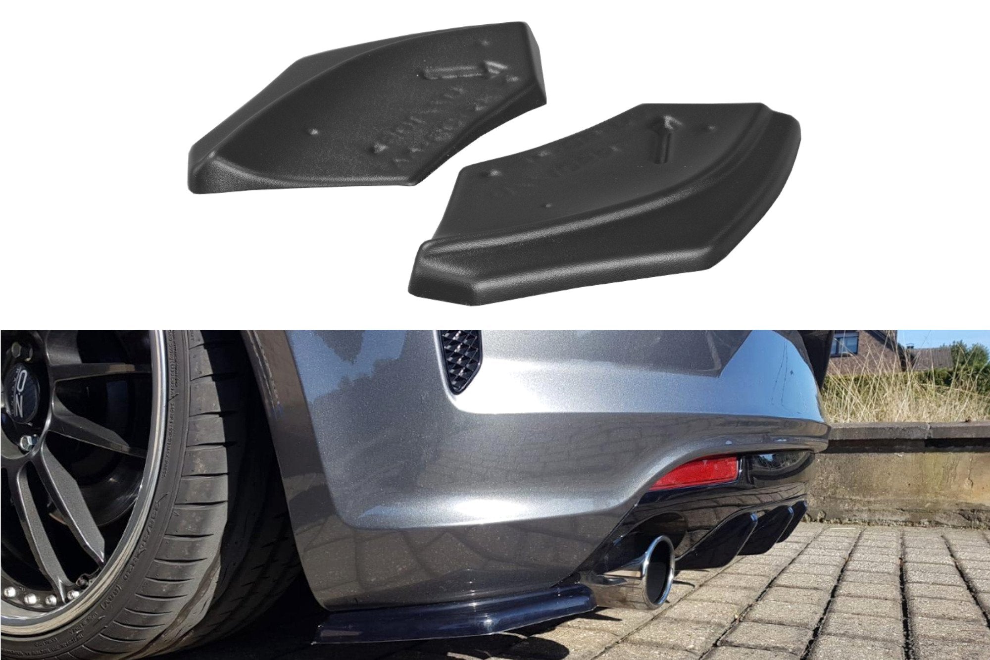 Maxton Design Heck Ansatz Flaps Diffusor passend für VW Scirocco R Mk3 Facelift schwarz Hochglanz
