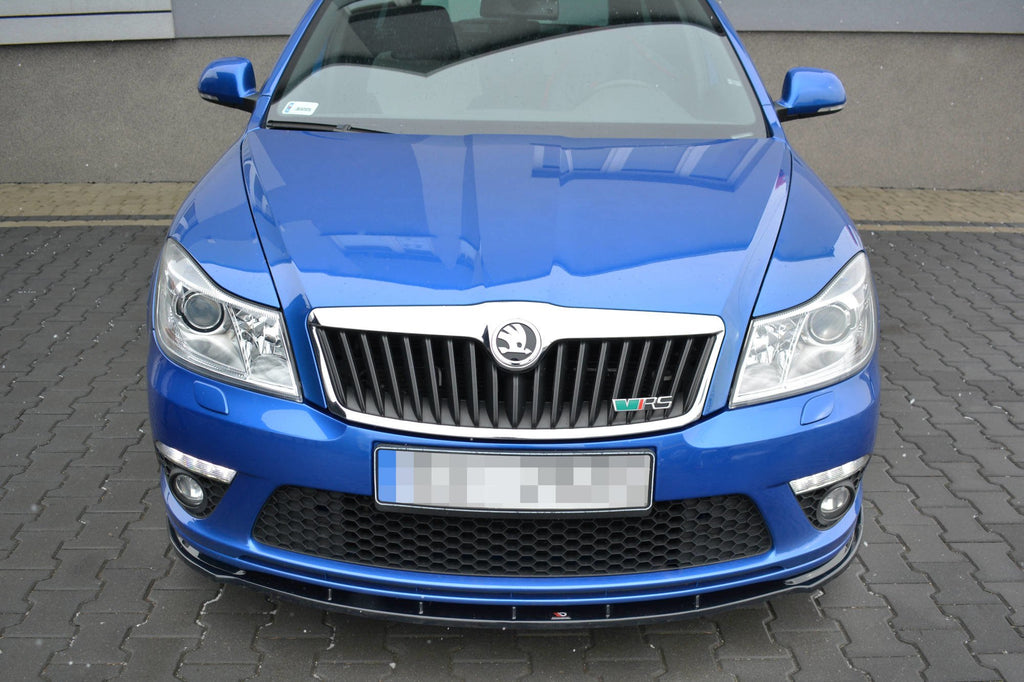 Maxton Design Street+ Spoilerlippe Front Ansatz V.1 passend für Skoda Octavia RS Mk2 FL schwarz Hochglanz