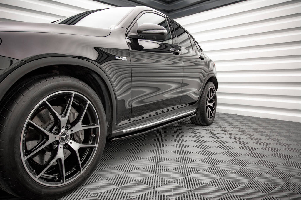 Maxton Design Street+ Seitenschweller Leisten passend für V.1 passend für Mercedes-Benz GLC Coupe AMG-Line C253 Facelift schwarz Hochglanz