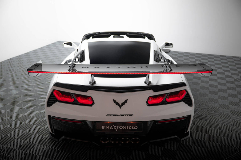 Maxton Design Carbon Spoiler With Upper Swan Mounting + LED Chevrolet Corvette Stingray / Grand Sport C7 für Chevrolet Corvette C7