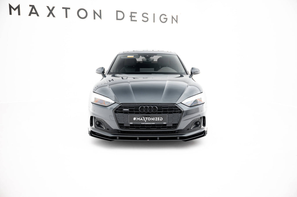 Maxton Design Street Pro Street+ Spoilerlippe Front Ansatz + Flaps passend für Audi A5 F5 Facelift schwarz Hochglanz