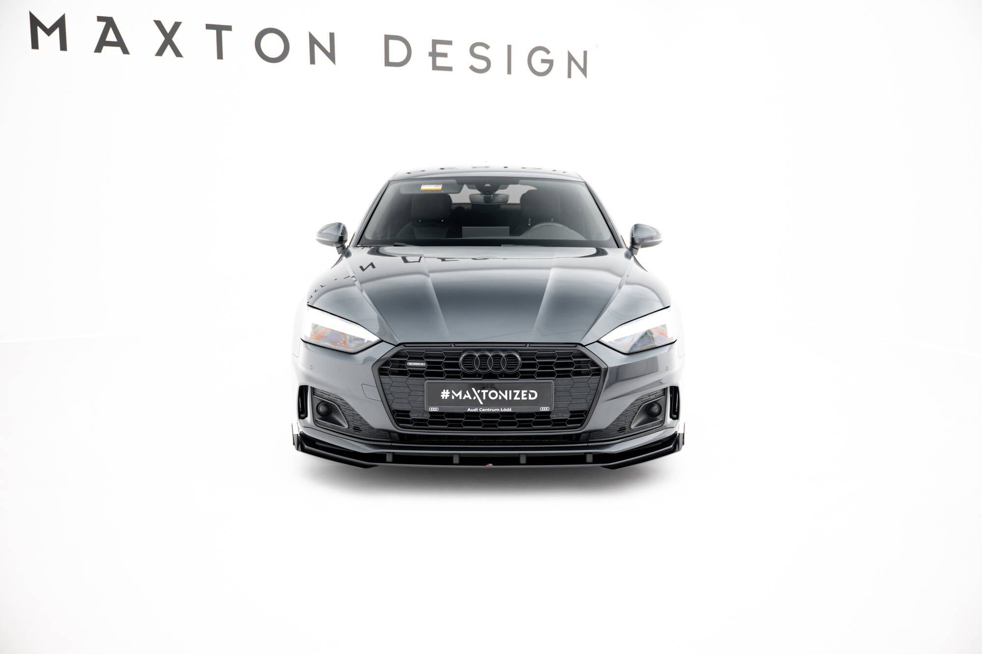 Maxton Design Street Pro Street+ Spoilerlippe Front Ansatz + Flaps passend für Audi A5 F5 Facelift schwarz Hochglanz