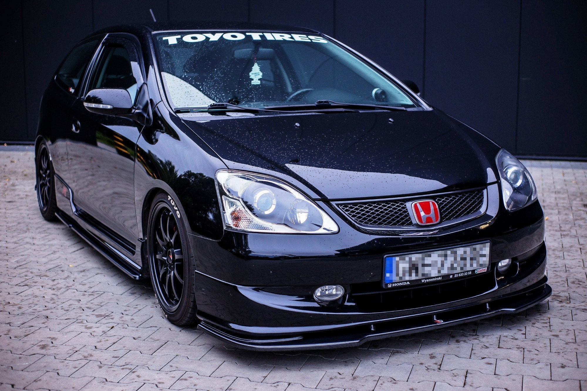 Maxton Design Street+ Spoilerlippe Front Ansatz V.1 passend für HONDA CIVIC EP3 (MK7) TYPE-R/S FACELIFT schwarz Hochglanz