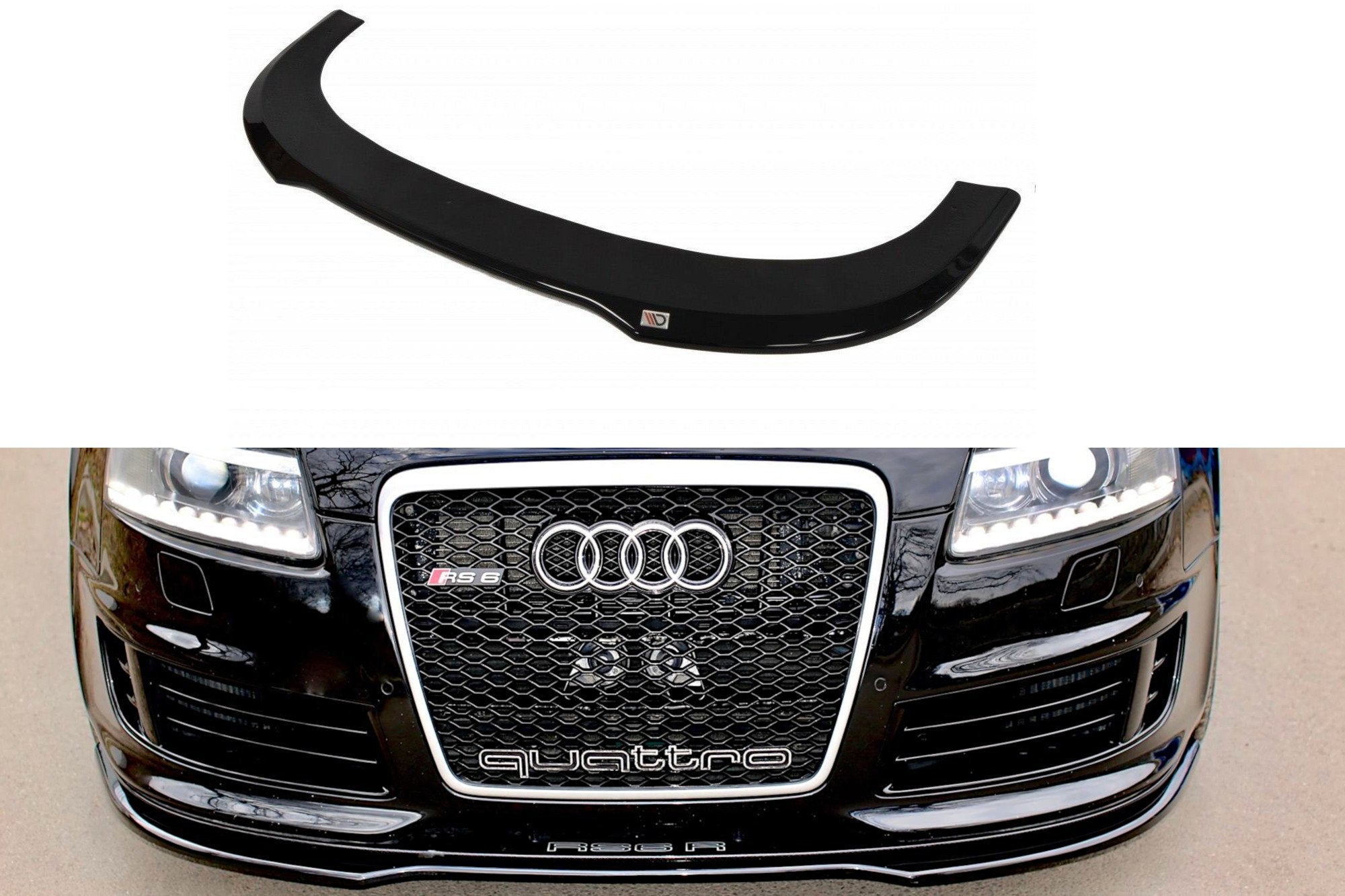 Maxton Design Street+ Spoilerlippe Front Ansatz passend für Audi RS6 C6 schwarz Hochglanz