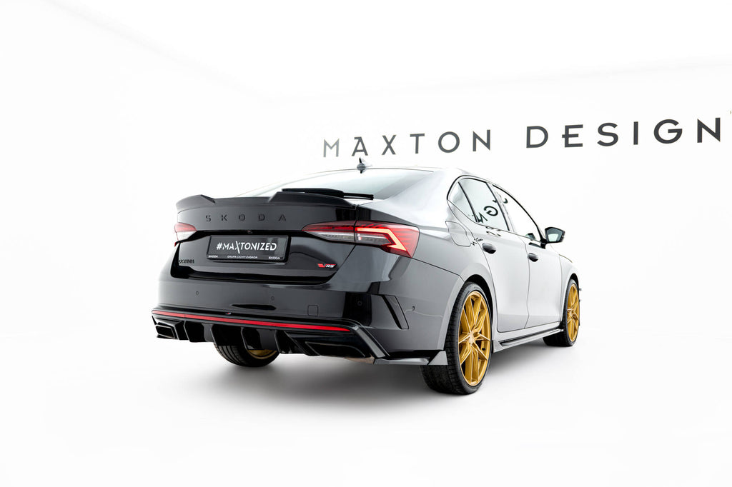 Maxton Design Heck Ansatz Flaps Diffusor V.8 passend für Skoda Octavia RS Liftback / Combi Mk4 schwarz Hochglanz
