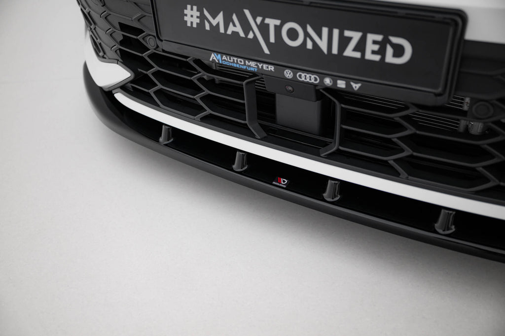Maxton Design Street+ Spoilerlippe Front Ansatz V.1 passend für VW Golf GTI / GTE / R-Line Mk8 Facelift schwarz Hochglanz