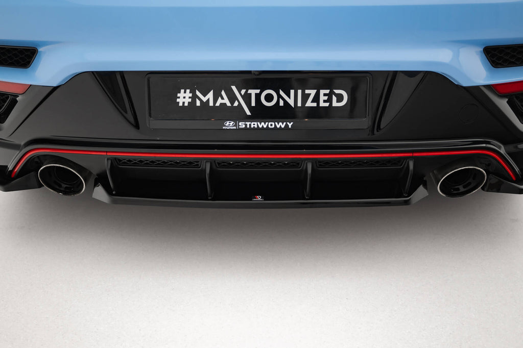 Maxton Design Mittlerer Diffusor Heck Ansatz passend für Hyundai Veloster N Mk2 schwarz Hochglanz