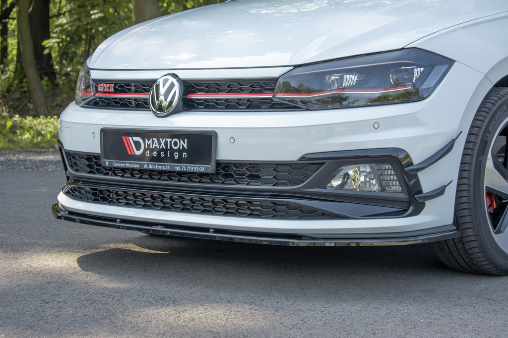 Maxton Design Street+ Spoilerlippe Front Ansatz V.1 passend für VW Polo GTI / R-line Mk6 schwarz Hochglanz