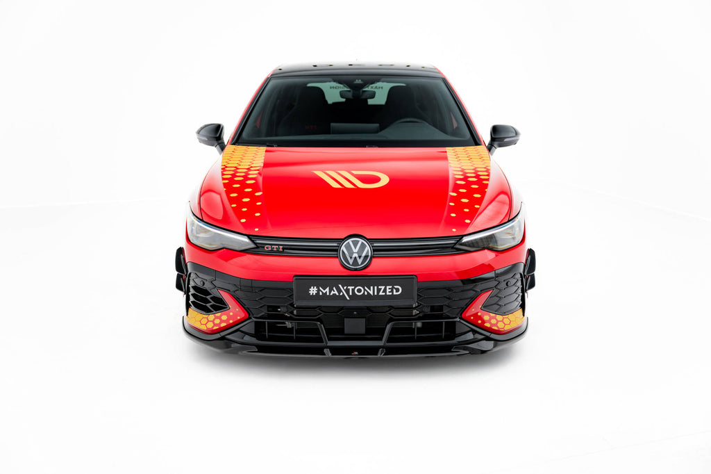 Maxton Design Street+ Spoilerlippe Front Ansatz V.1 passend für VW Golf GTI Clubsport Mk8 Facelift schwarz Hochglanz