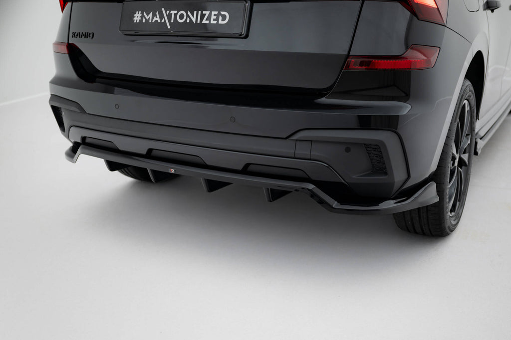Maxton Design Street+ Mittlerer Diffusor RACE passend für Skoda Kamiq Monte Carlo Mk1 Facelift schwarz Hochglanz