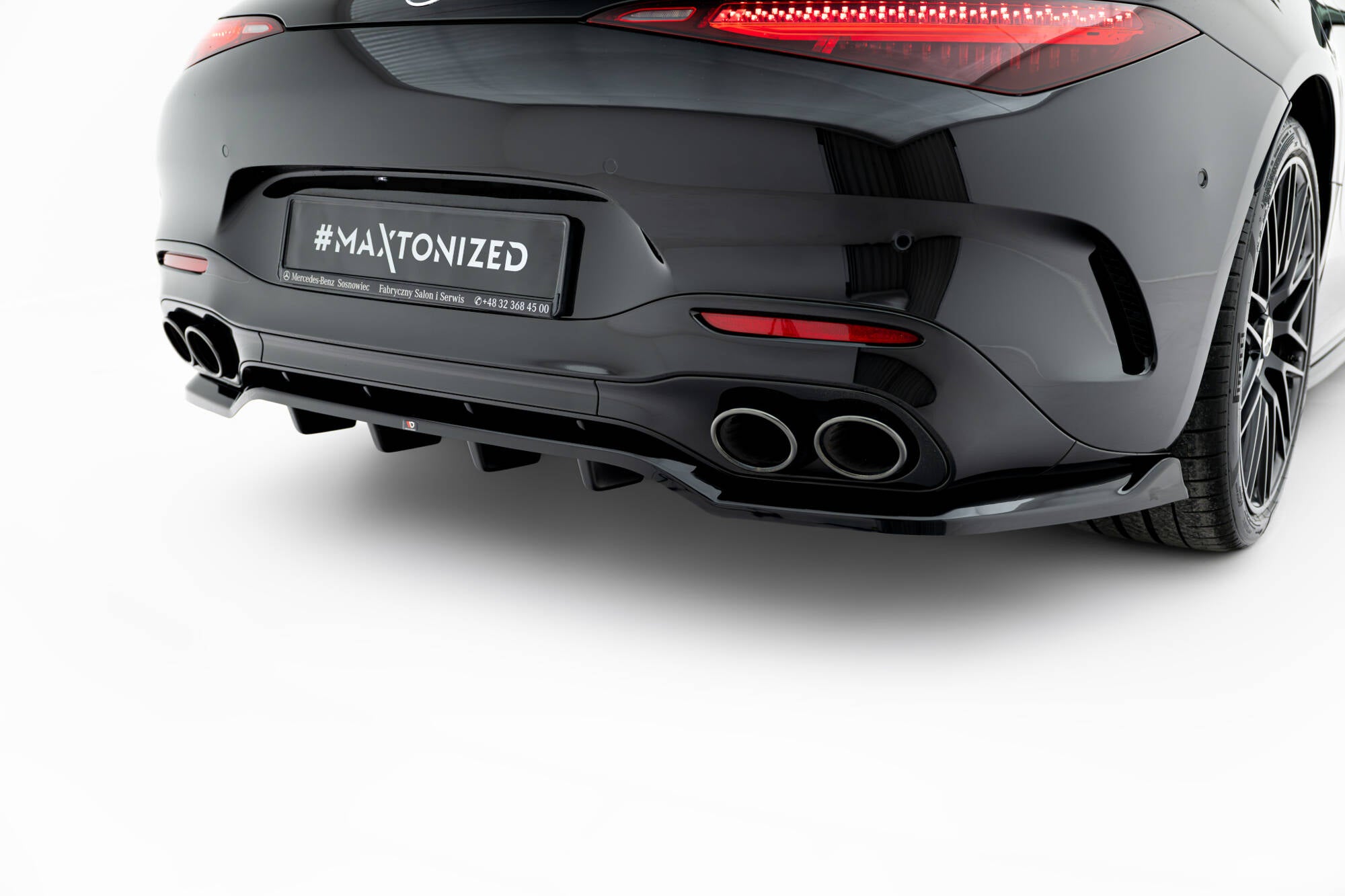 Maxton Design Street+ Mittlerer Diffusor RACE passend für Mercedes-AMG SL 63 R232 schwarz Hochglanz