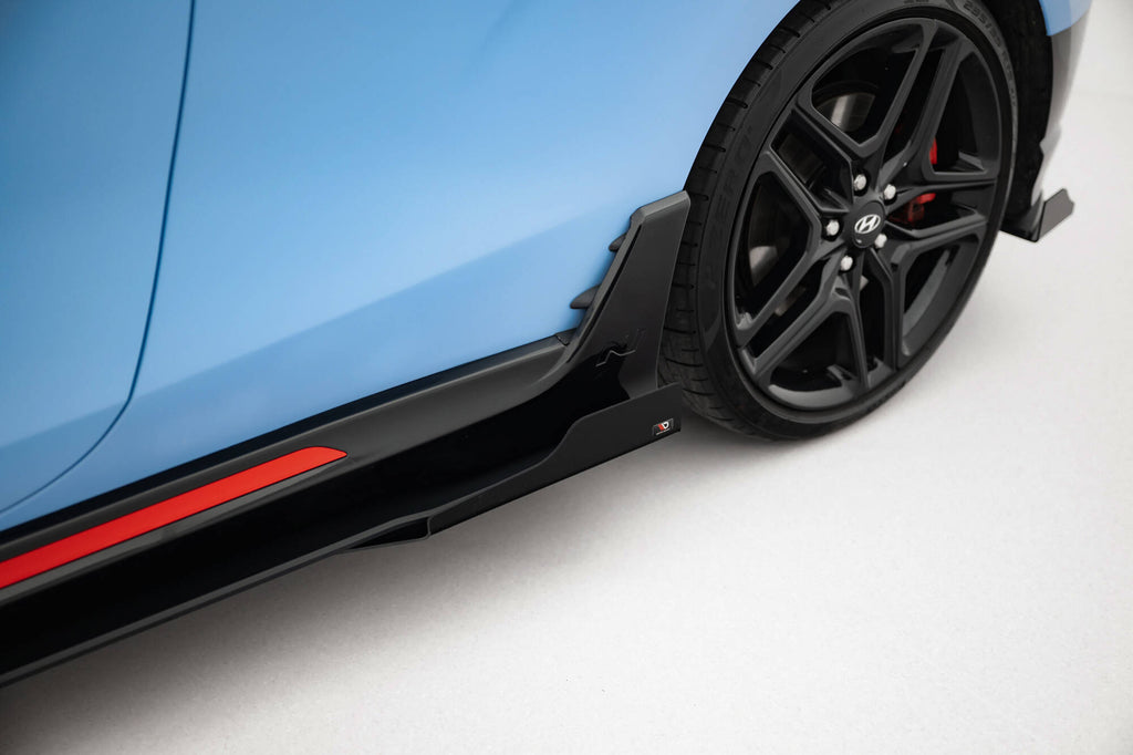Maxton Design Street Pro Street+ Seitenschweller Leisten + Flaps passend für Hyundai Veloster N Mk2 schwarz Hochglanz