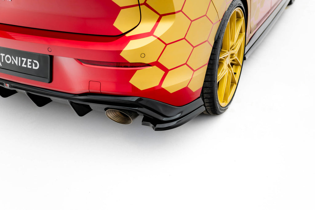 Maxton Design Heck Ansatz Flaps Diffusor V.4 passend für VW Golf GTI Clubsport Mk8 Facelift schwarz Hochglanz
