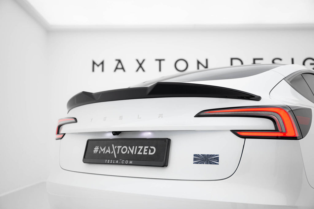 Maxton Design Spoiler CAP 3D passend für Tesla Model 3 Performance Mk1 Facelift schwarz Hochglanz