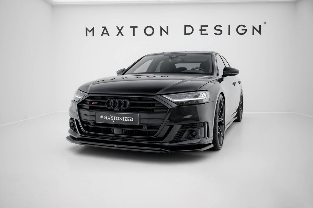 Maxton Design Street+ Spoilerlippe Front Ansatz V.1 passend für Audi S8 / A8 S-Line D5 schwarz Hochglanz