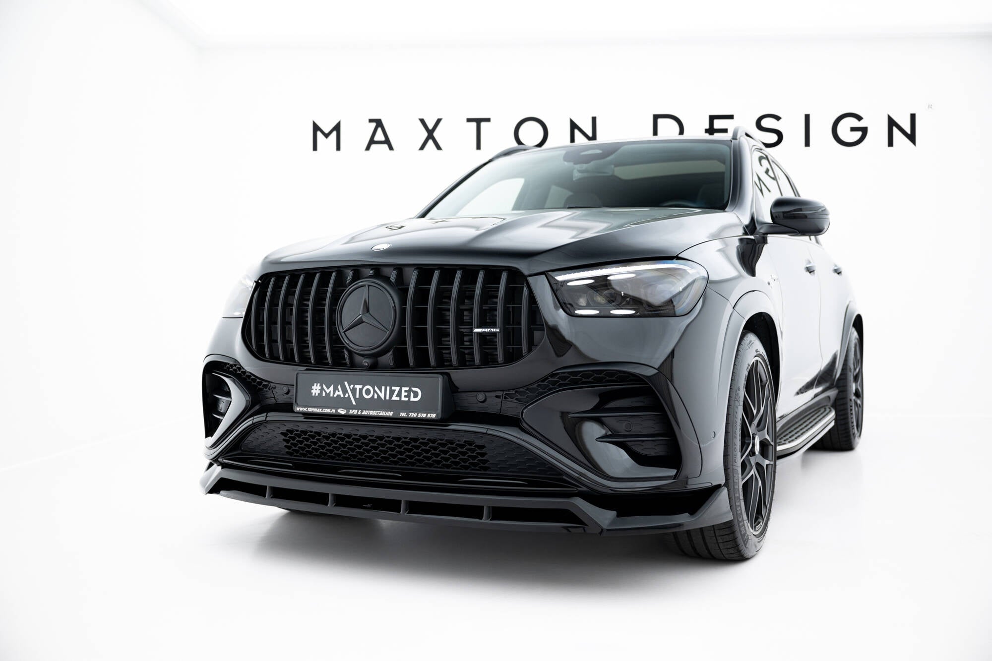 Maxton Design Street+ Spoilerlippe Front Ansatz passend für Mercedes-AMG GLE 53 / AMG-Line SUV / Coupe W167 Facelift / C167 Facelift schwarz Hochglanz