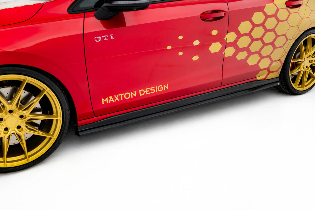 Maxton Design Street+ Seitenschweller Leisten V.2 passend für VW Golf GTI Clubsport Mk8 Facelift schwarz Hochglanz