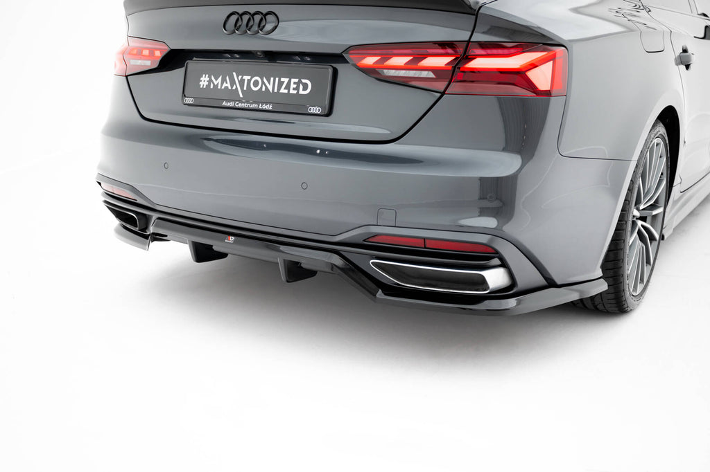 Maxton Design Street+ Mittlerer Diffusor RACE passend für Audi A5 F5 Facelift schwarz Hochglanz