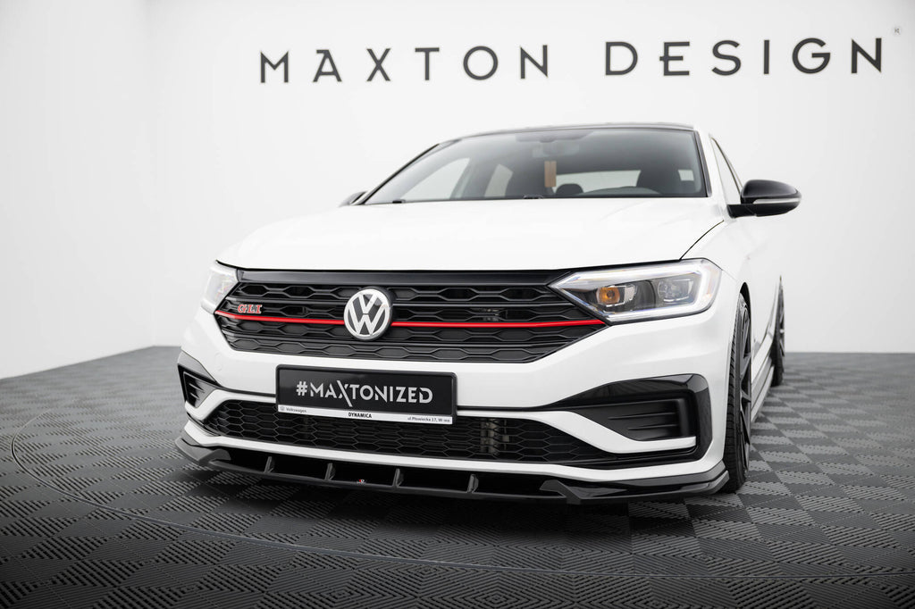 Maxton Design Street+ Spoilerlippe Front Ansatz V.1 passend für VW Jetta GLI Mk7 schwarz Hochglanz