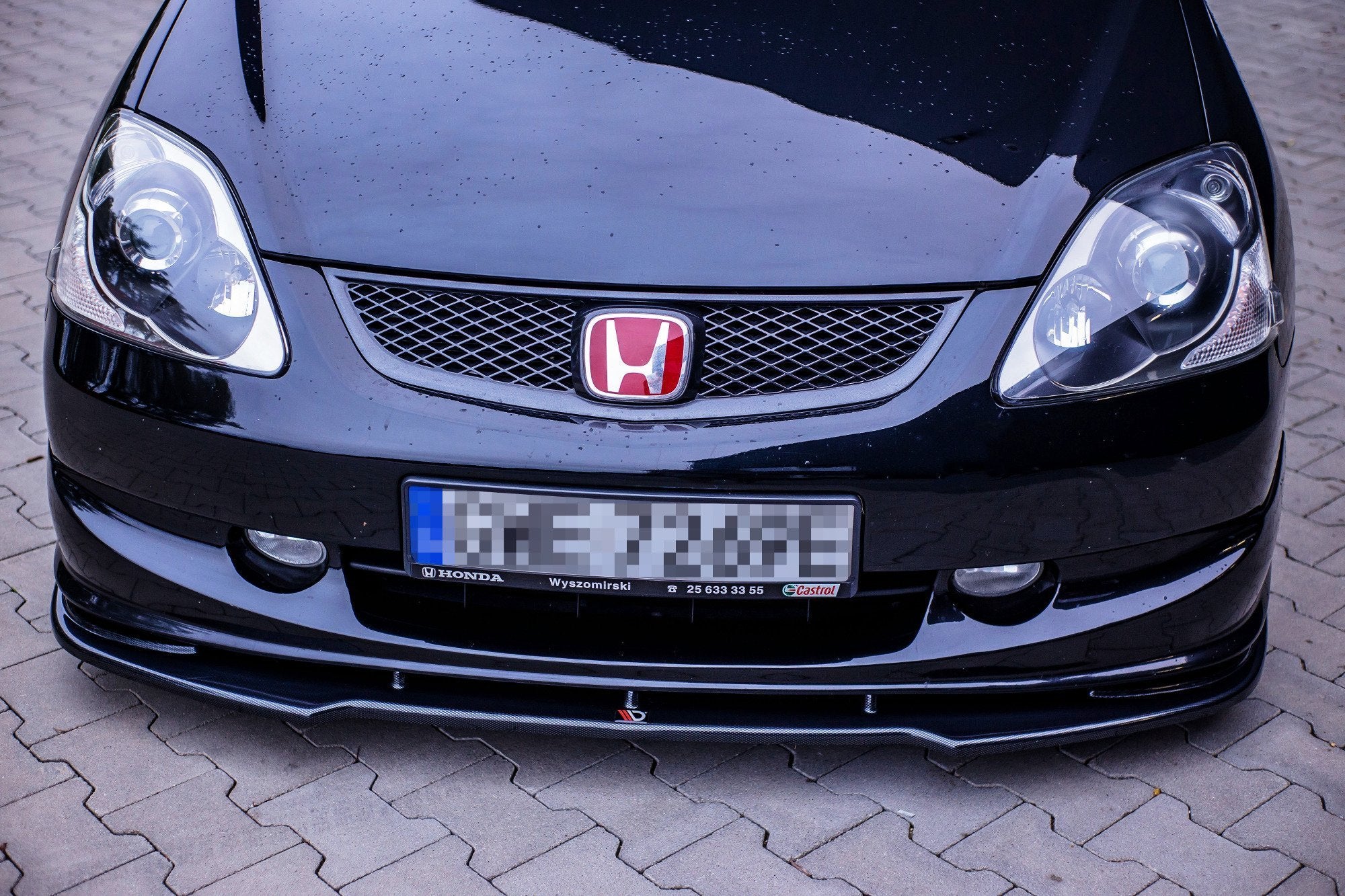Maxton Design Street+ Spoilerlippe Front Ansatz V.1 passend für HONDA CIVIC EP3 (MK7) TYPE-R/S FACELIFT schwarz Hochglanz