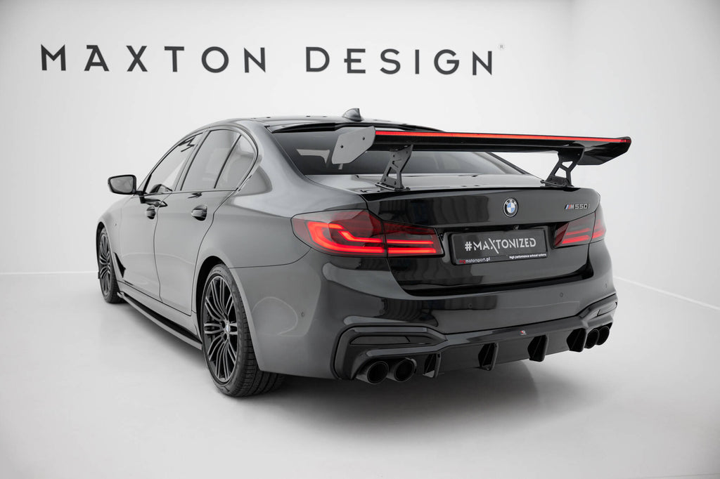 Maxton Design Carbon Spoiler With Internal Brackets Uprights + LED BMW 5er / M5 Limousine G30 / F90 für BMW M5 F90