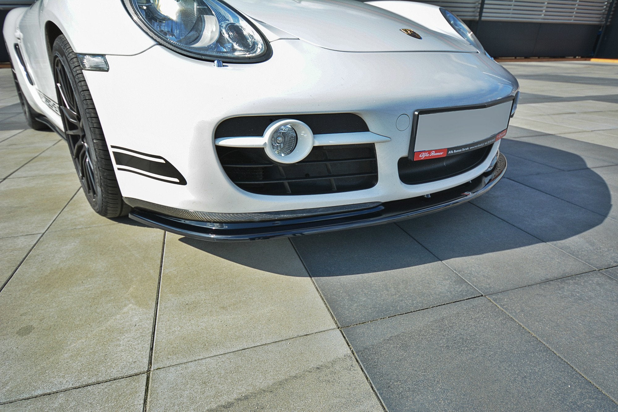 Maxton Design Street+ Spoilerlippe Front Ansatz V.2 passend für PORSCHE CAYMAN S 987C schwarz Hochglanz