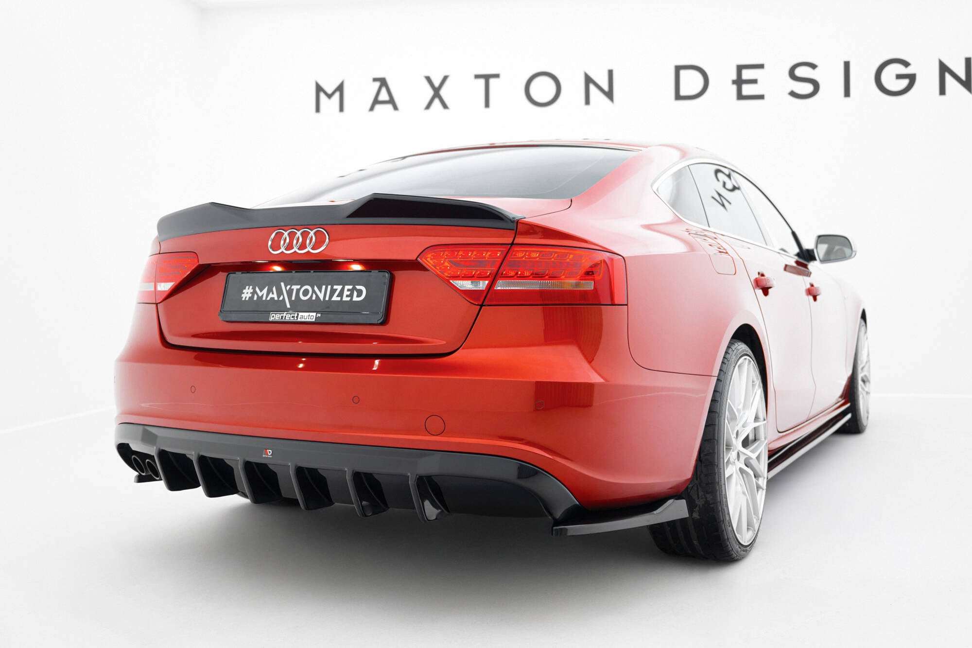 Maxton Design Diffusor Heck Ansatz passend für Audi A5 S-Line Sportback 8T (Doppelauspuff li.endrohr)