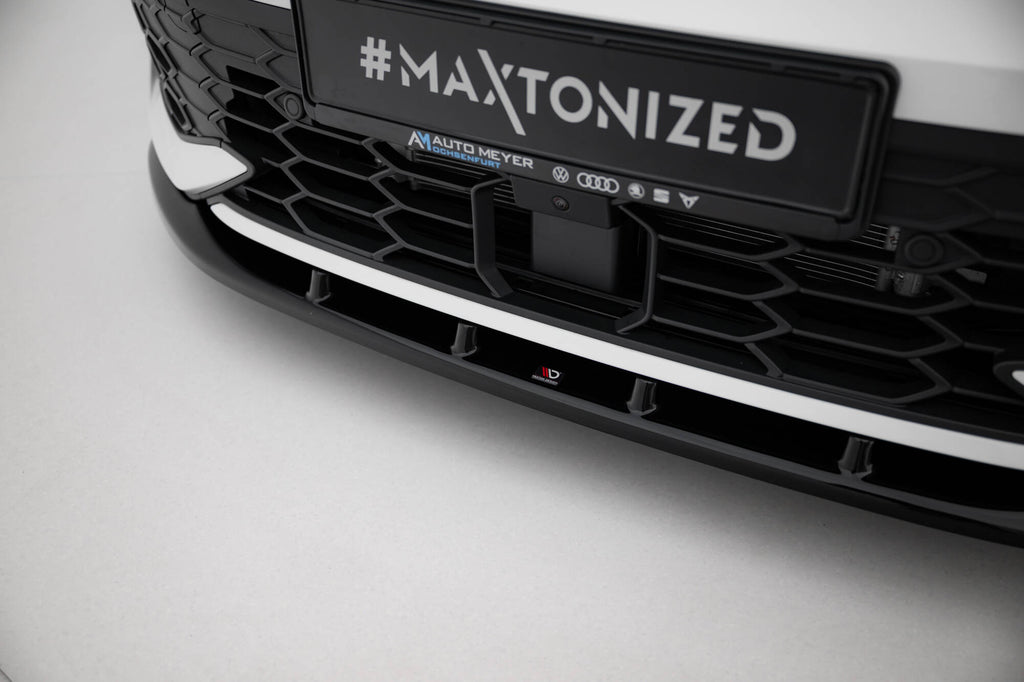 Maxton Design Street+ Spoilerlippe Front Ansatz V.5 passend für VW Golf GTI / GTE / R-Line Mk8 Facelift schwarz Hochglanz