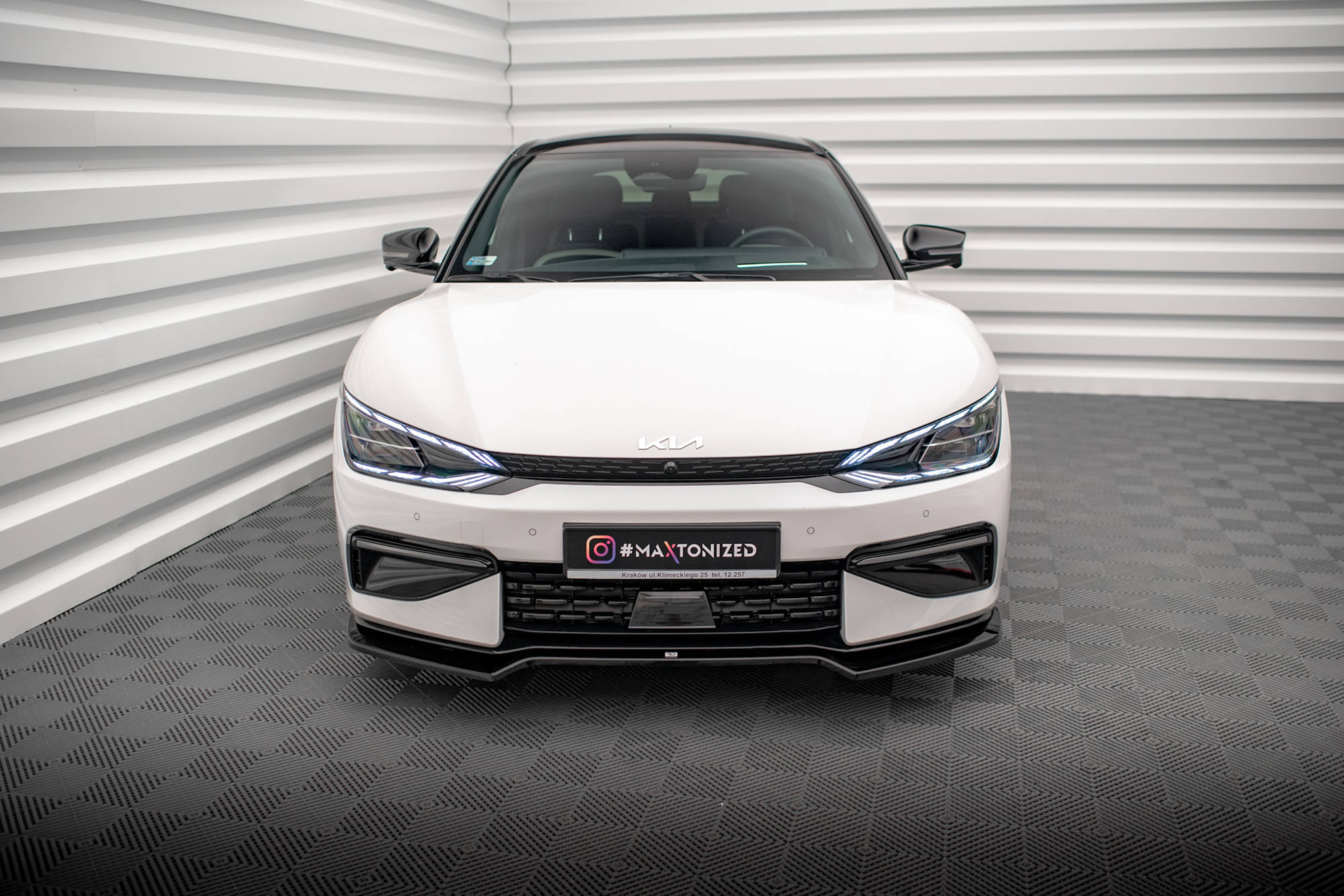Maxton Design Street+ Spoilerlippe Front Ansatz V.1 passend für Kia EV6 GT-Line Mk1 schwarz Hochglanz