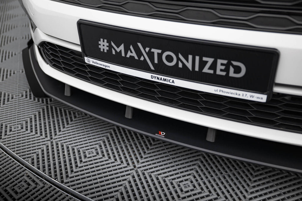 Maxton Design Street Pro Street+ Spoilerlippe Front Ansatz + Flaps passend für Ford Mustang GT Mk6 schwarz Hochglanz