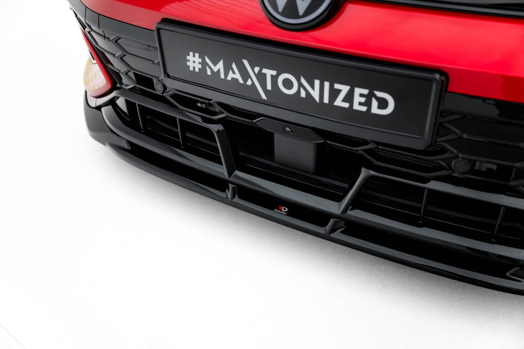 Maxton Design Street+ Spoilerlippe Front Ansatz V.1 passend für VW Golf GTI Clubsport Mk8 Facelift schwarz Hochglanz