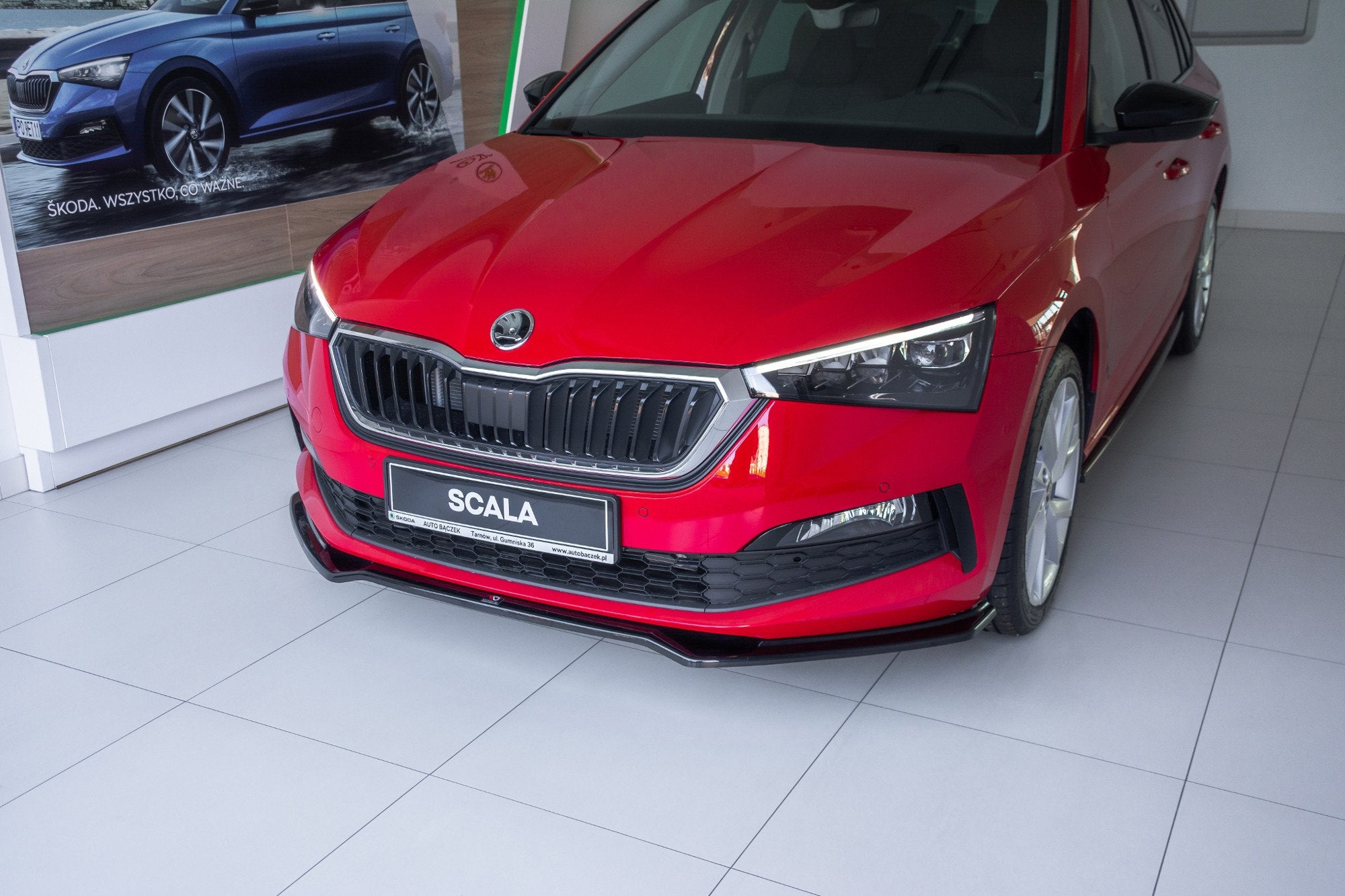 Maxton Design Street+ Spoilerlippe Front Ansatz V.2 passend für Skoda Scala schwarz Hochglanz