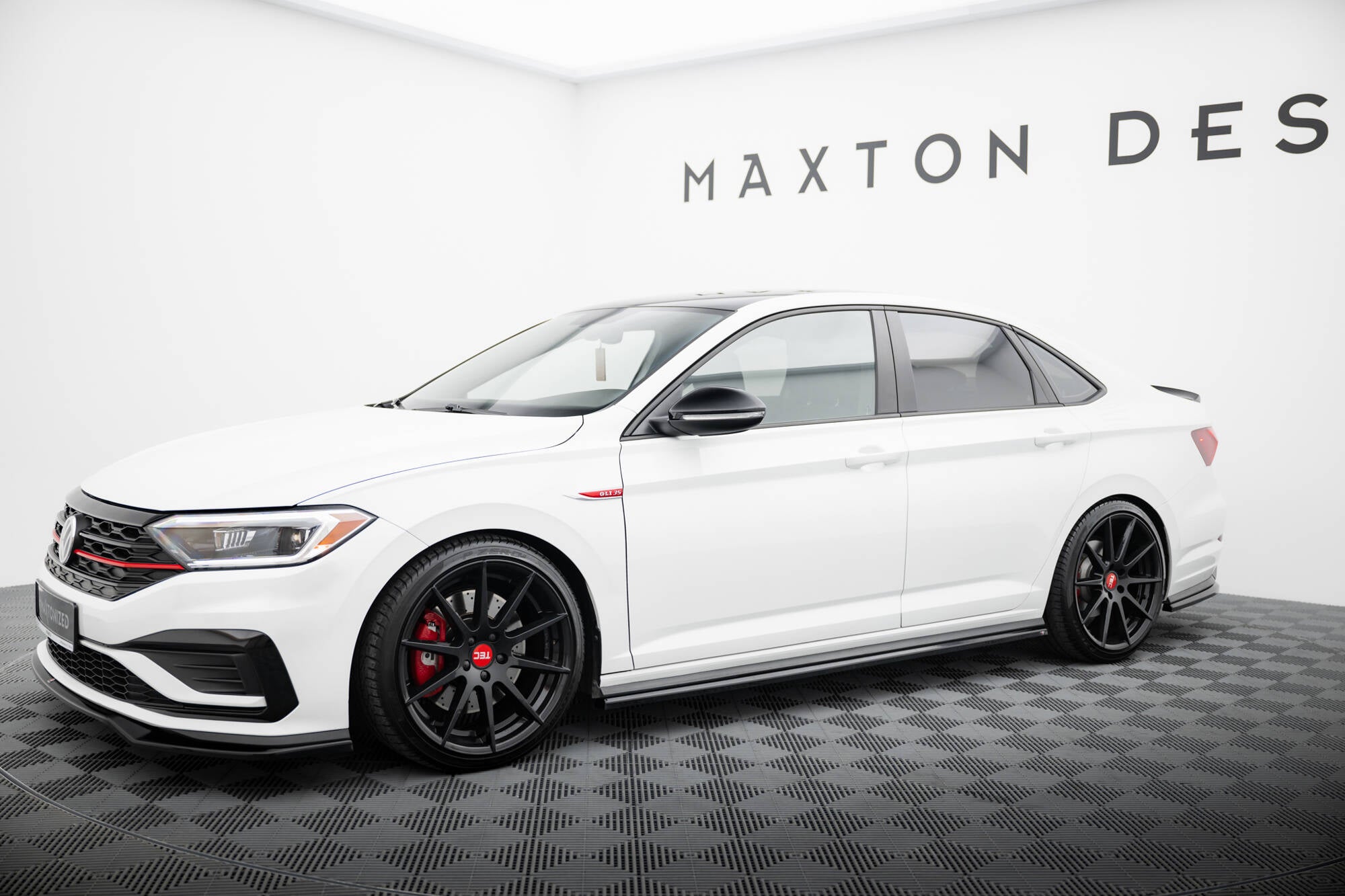 Maxton Design Street+ Seitenschweller Leisten passend für VW Jetta GLI Mk7 Facelift 2 schwarz Hochglanz