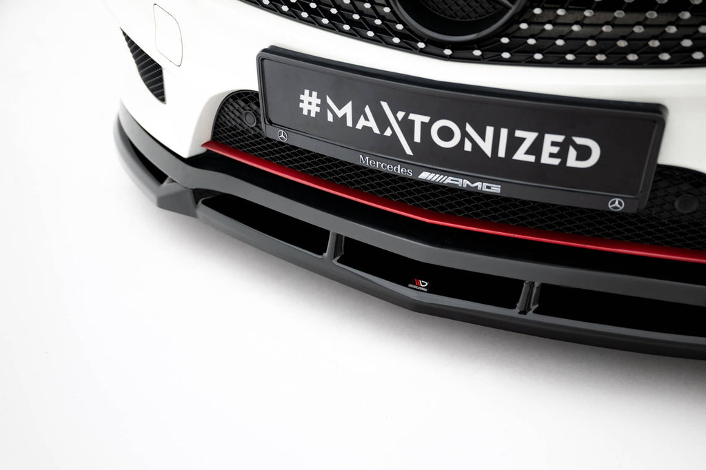 Maxton Design Street+ Spoilerlippe Front Ansatz passend für Mercedes-Benz CLA AMG-Line C117 schwarz Hochglanz