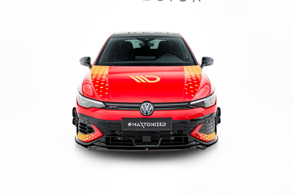 Maxton Design Street+ Spoilerlippe Front Ansatz V.4 passend für VW Golf GTI Clubsport Mk8 Facelift schwarz Hochglanz