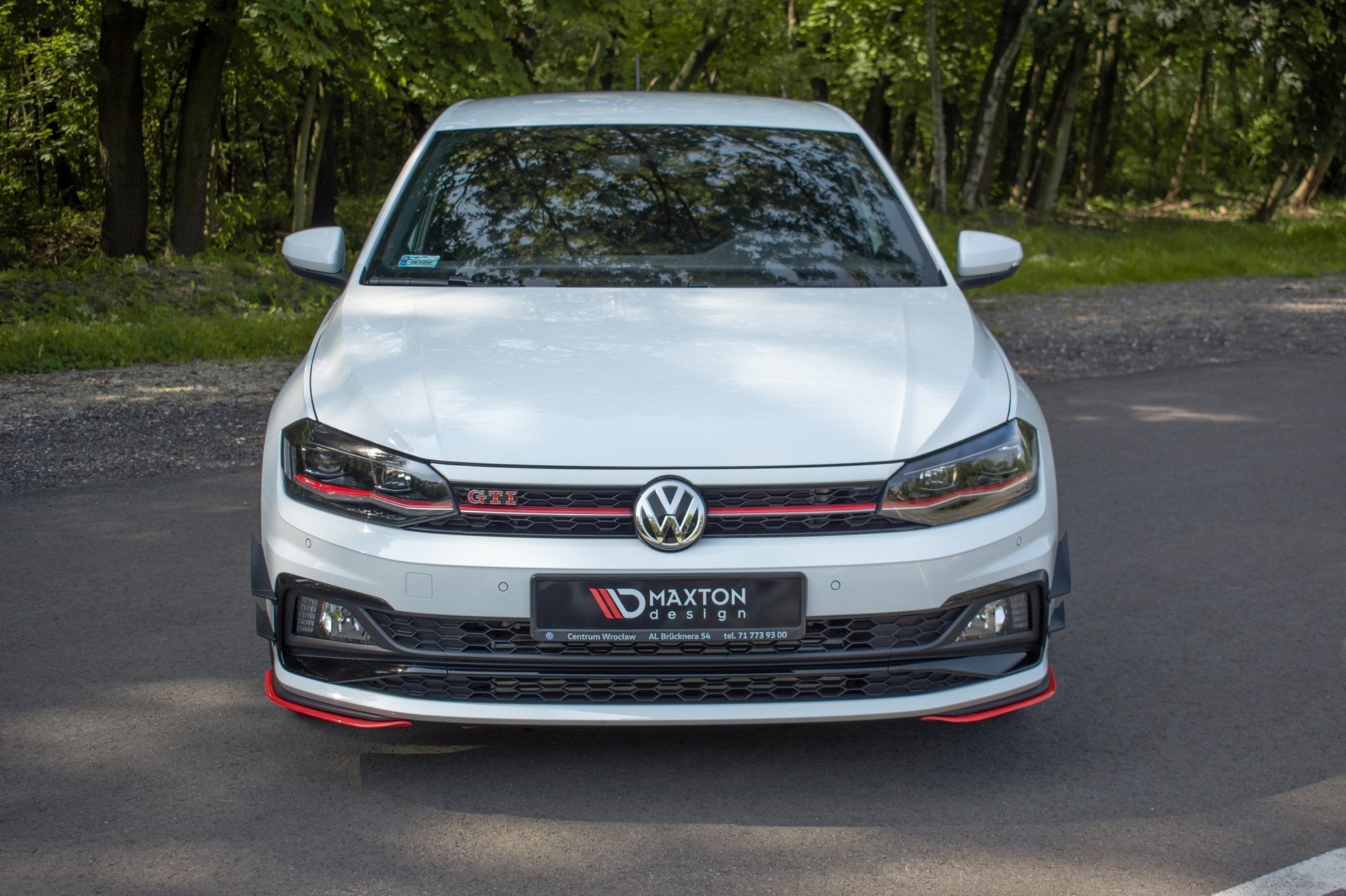 Maxton Design Street+ Spoilerlippe Front Ansatz passend für Seite VW Polo GTI / R-line Mk6 schwarz Hochglanz