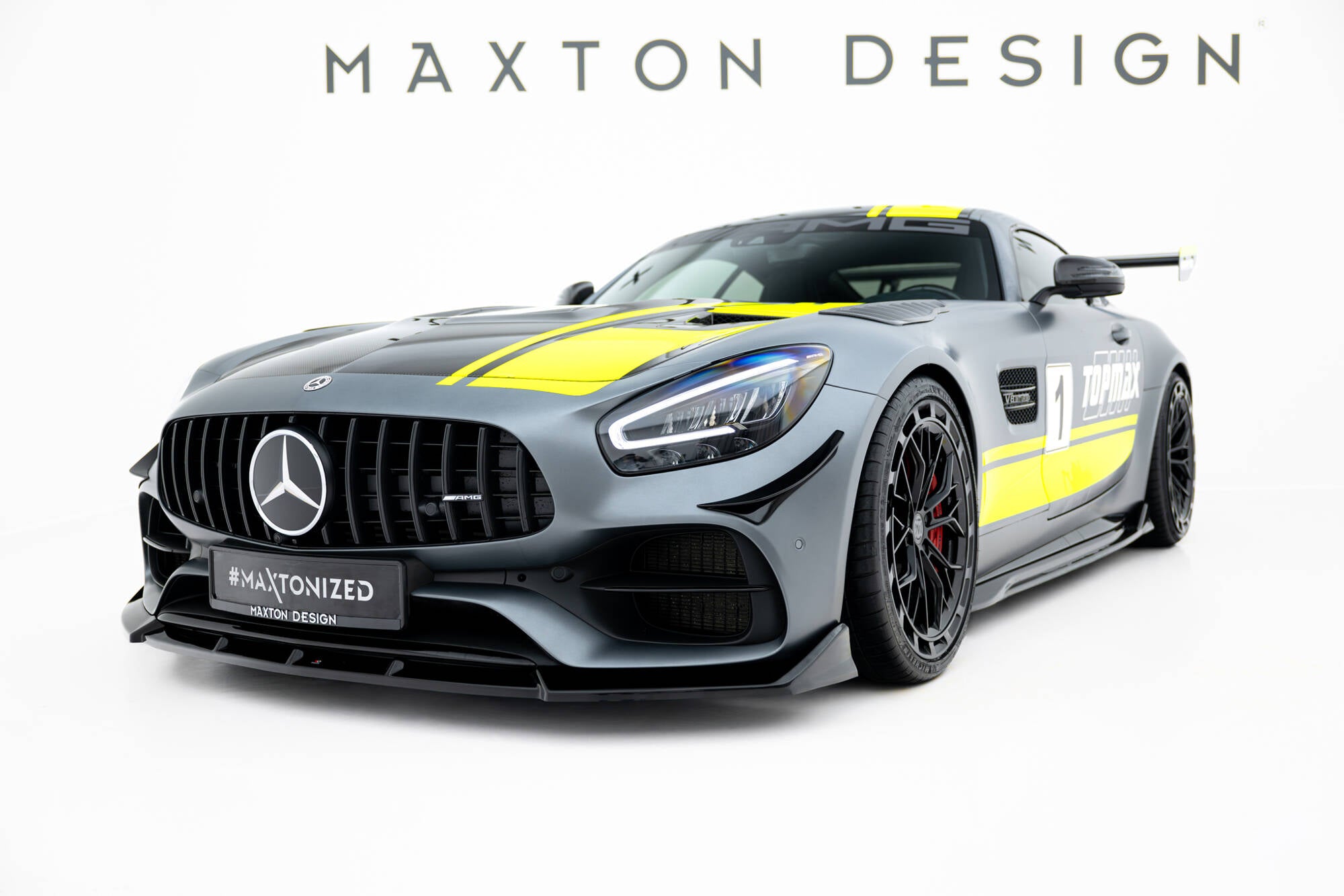 Maxton Design Street+ Spoilerlippe Front Ansatz passend für Mercedes-AMG GT C C190 Facelift schwarz Hochglanz