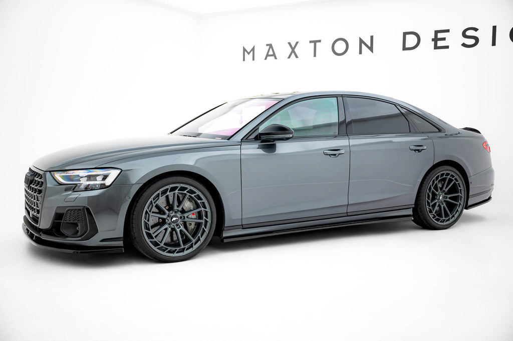 Maxton Design Street+ Seitenschweller Leisten passend für Audi S8 / A8 S-Line D5 Facelift schwarz Hochglanz