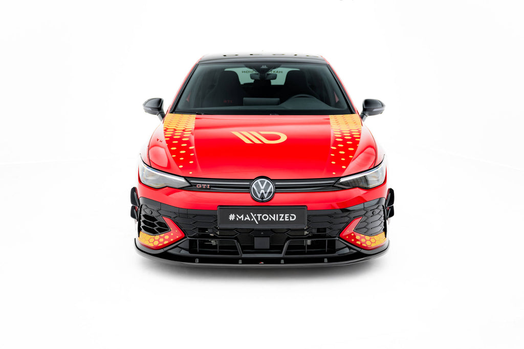 Maxton Design Street+ Spoilerlippe Front Ansatz V.2 passend für VW Golf GTI Clubsport Mk8 Facelift schwarz Hochglanz