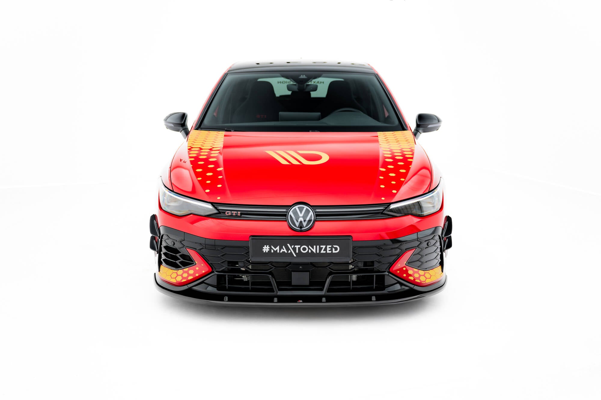 Maxton Design Street+ Spoilerlippe Front Ansatz V.2 passend für VW Golf GTI Clubsport Mk8 Facelift schwarz Hochglanz