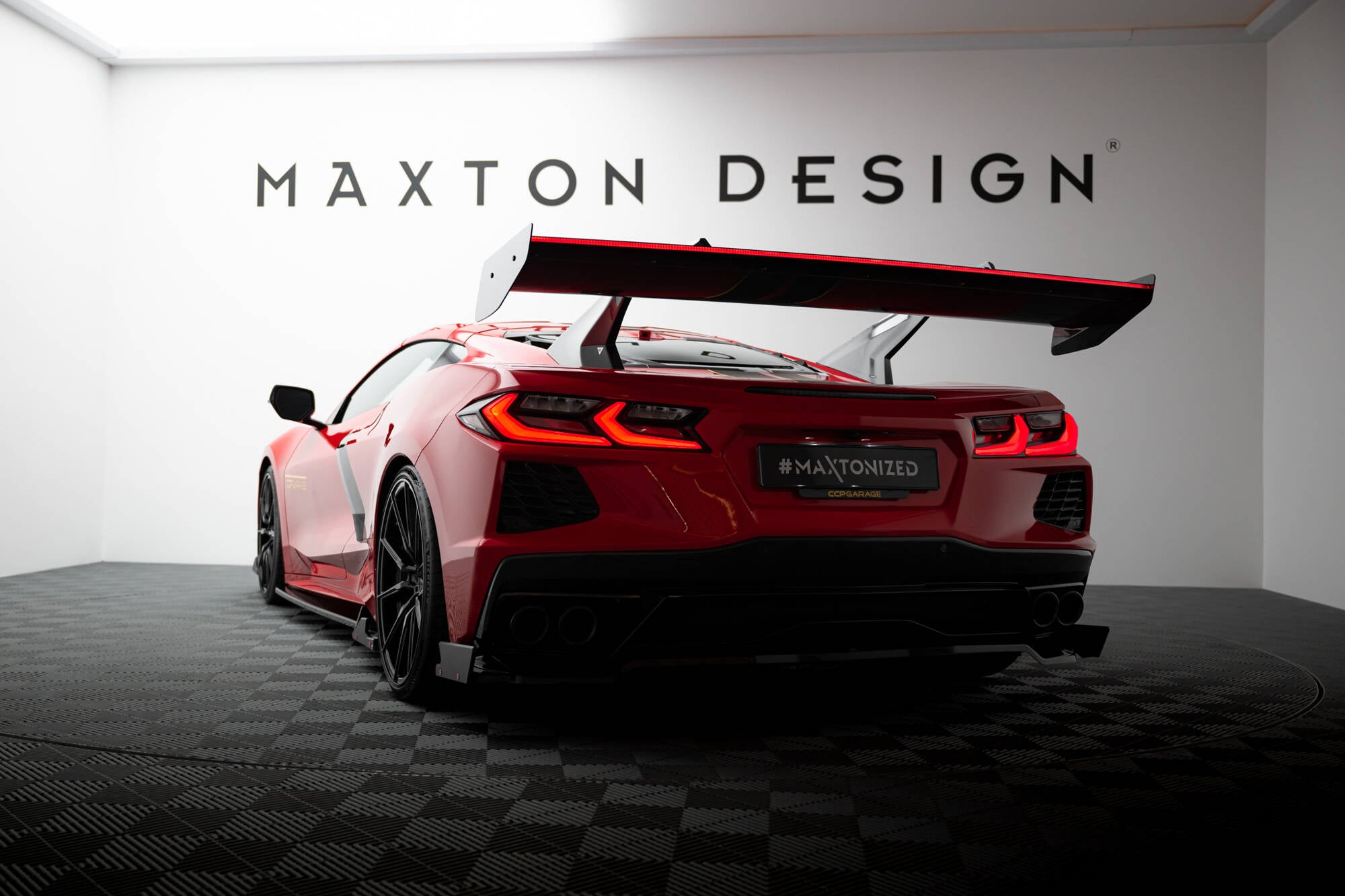 Maxton Design Carbon Spoiler + LED Chevrolet Corvette C8 für Chevrolet Corvette C8