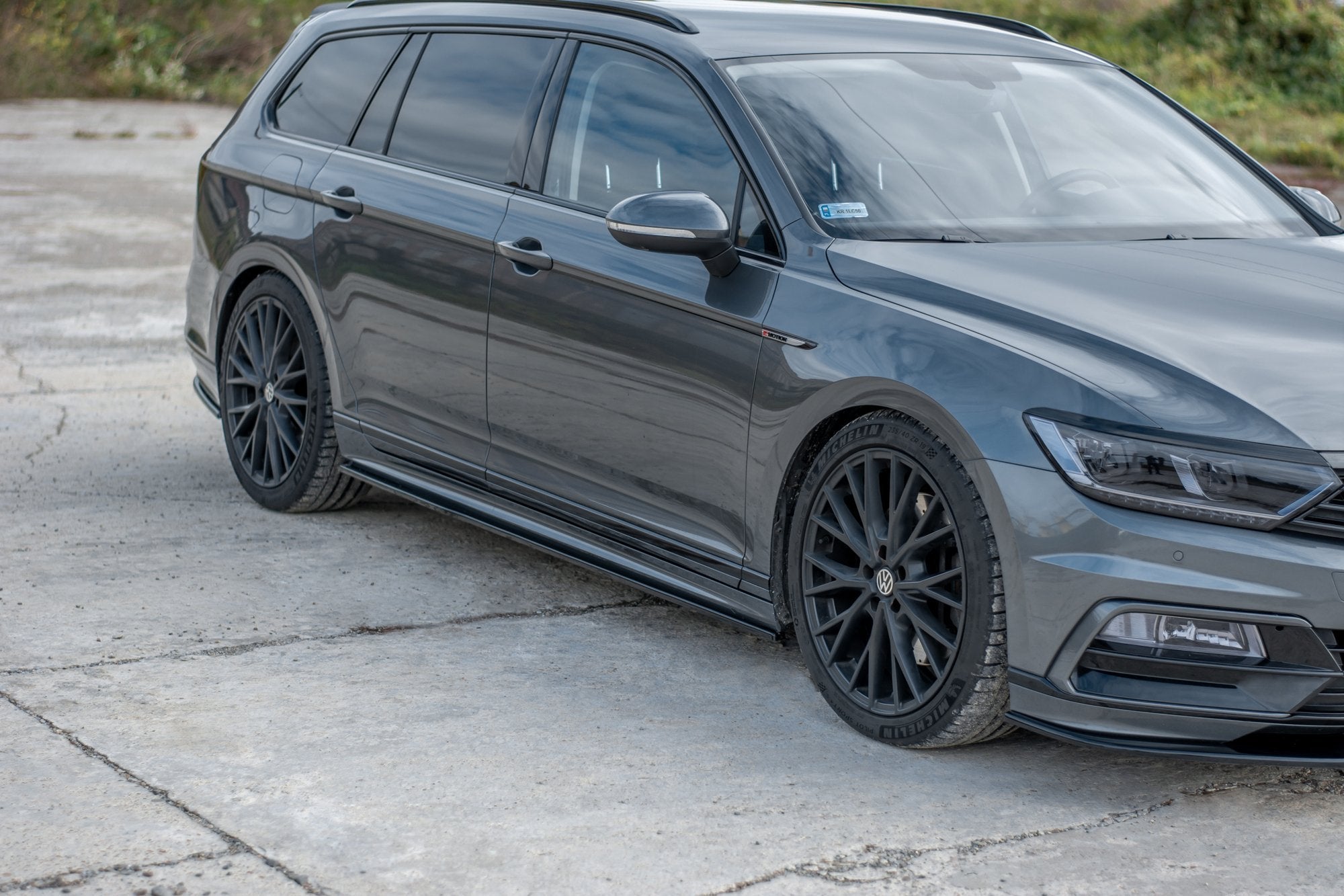 Maxton Design Street+ Seitenschweller Leisten passend für VW Passat R-Line B8 schwarz Hochglanz